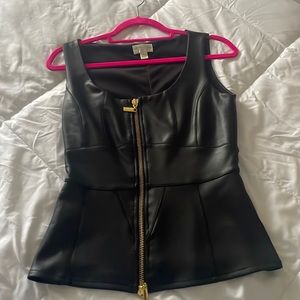 Faux leather blouse